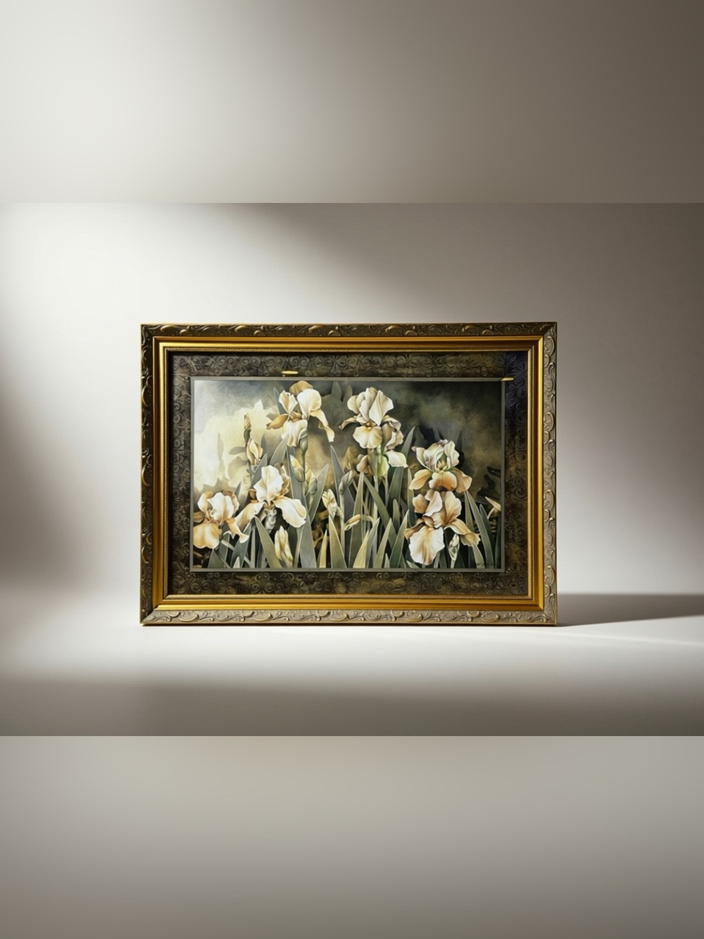 Large Framed Art Print "Field of Irises" by Linda Thompson - 41" x 29"